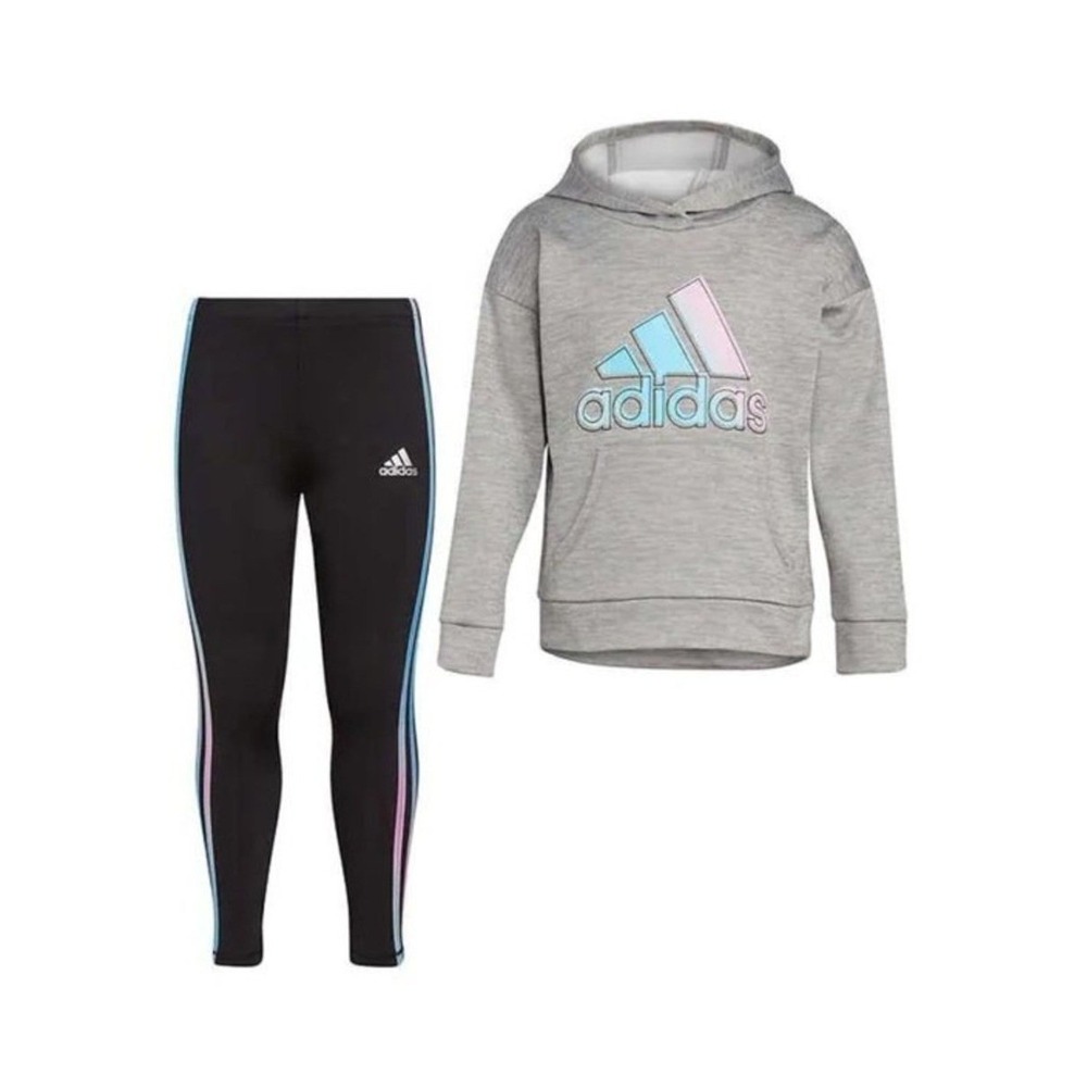 adidas Girl's 2 Piece Hoodie and Legging Active Clothing Set Size 5 New with Tag